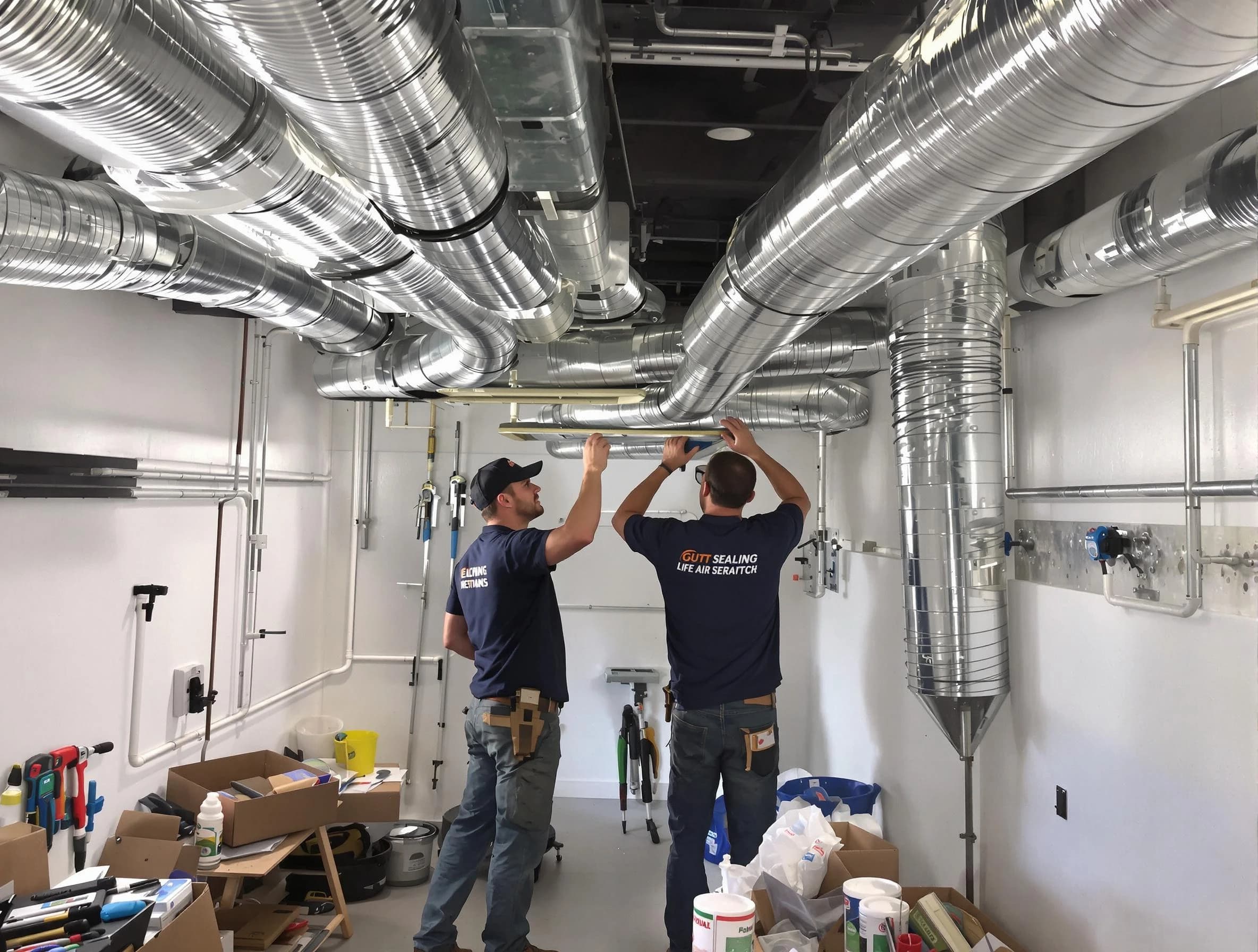 Lakeside Air Duct Cleaning technician applying professional duct sealing solutions in Lakeside