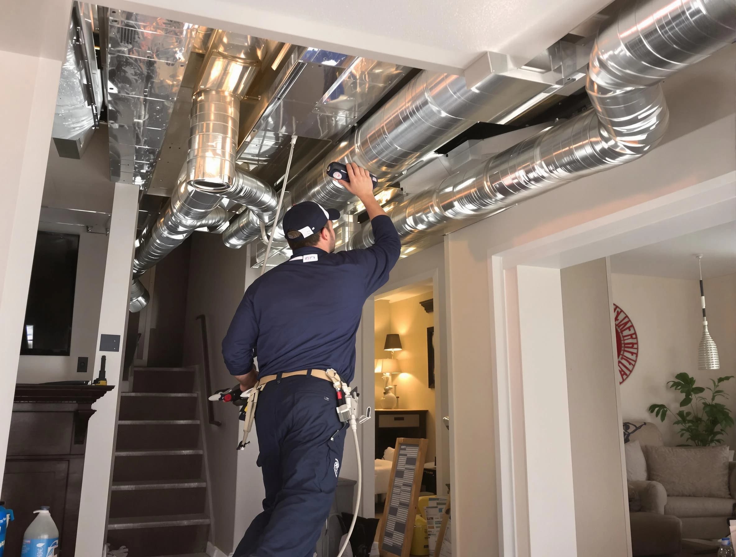 Lakeside Air Duct Cleaning expert performing specialized duct cleaning in a mobile home in Lakeside