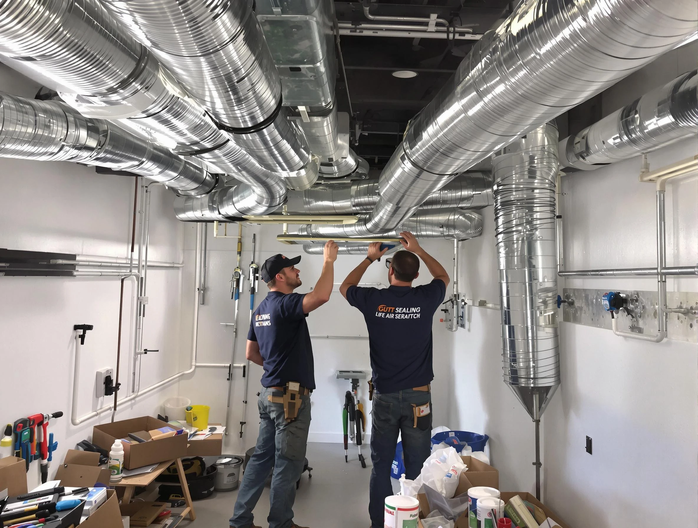 Lakeside Air Duct Cleaning technician applying professional duct sealing solutions in Lakeside